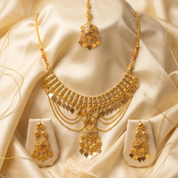 Elegant Traditional Gold-Plated Bridal Jewelry Set with Layered Chains