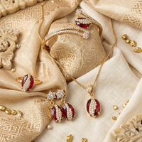 Classic Ruby & Stone Studded Jewelry Set with Adjustable necklace