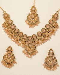 Imperial Black Pearl & Antique Gold Bridal Jewelry Set