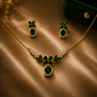 The Azure Blossom Crystal Pendant Set with earring