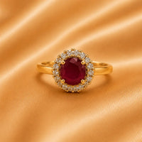 Royal Ruby Crystal Halo Ring