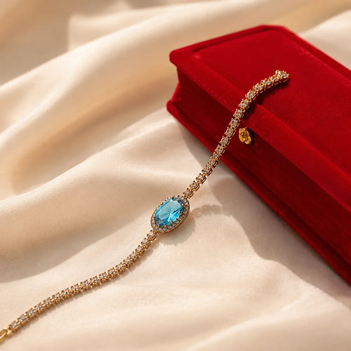 Elegant Blue Crystal Tennis Bracelet