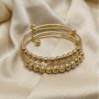 Aura Textured Metallic Bead Adjustable Bangles