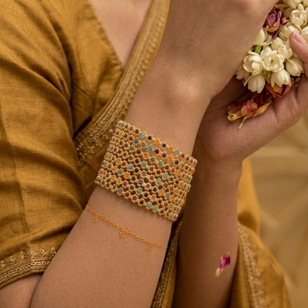 Handcrafted Multi-Stone Gold-Plated Bangles