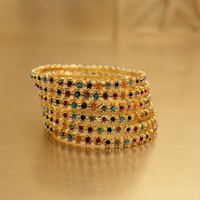 Handcrafted Multi-Stone Gold-Plated Bangles