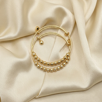 Aura Textured Metallic Bead Adjustable Bangles