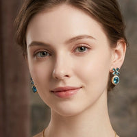 The Azure Blossom Crystal Pendant Set with earring