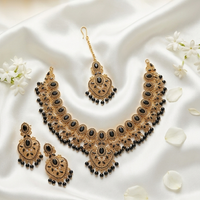 Imperial Black Pearl & Antique Gold Bridal Jewelry Set