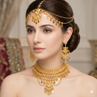Riyasati Virasat: Antique Gold Bridal Choker, Matha Patti, & Earrings Set