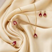 Classic Ruby & Stone Studded Jewelry Set with Adjustable necklace