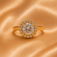 Royal Ruby Crystal Halo Ring