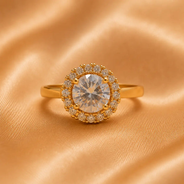 Royal Ruby Crystal Halo Ring