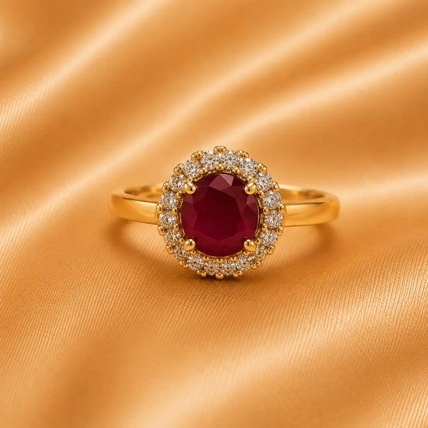 Royal Ruby Crystal Halo Ring