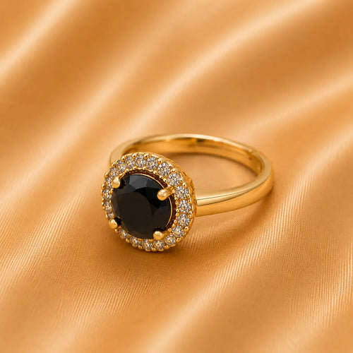 Midnight Black Crystal Halo Ring