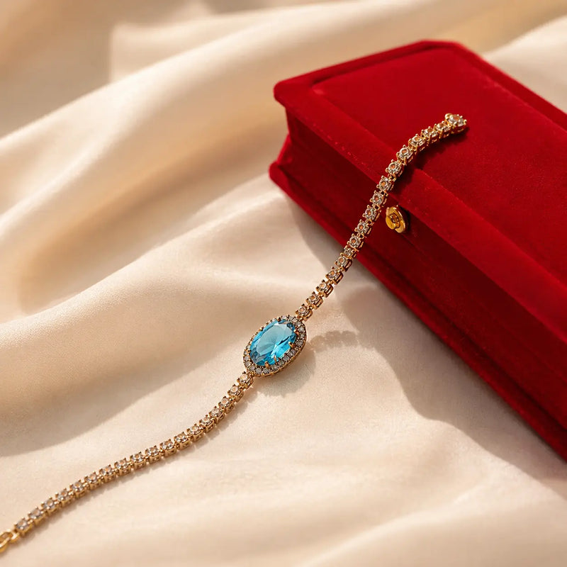 Elegant Blue Crystal Tennis Bracelet
