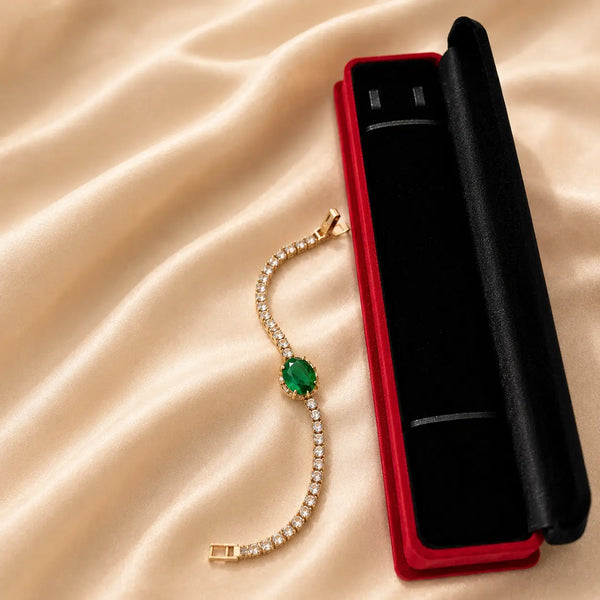 Emerald Glow Crystal Tennis Bracelet