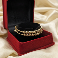 Aura Textured Metallic Bead Adjustable Bangles
