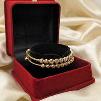 Aura Textured Metallic Bead Adjustable Bangles