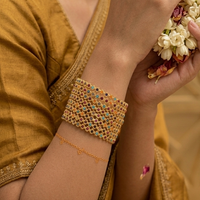 Handcrafted Multi-Stone Gold-Plated Bangles