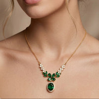 The Azure Blossom Crystal Pendant Set with earring