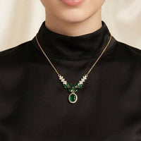 The Azure Blossom Crystal Pendant Set with earring